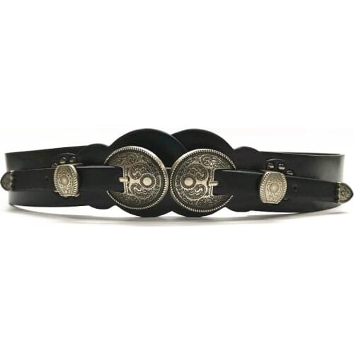 Men women Vintage Casual Metal Head Cool Waistband Medieval Knights Leather WaistBelt