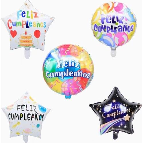 50pcs 18inch Spanish happy birthday balloons decoration boy girl birthday party round helium balloons Childrens toys supplies
