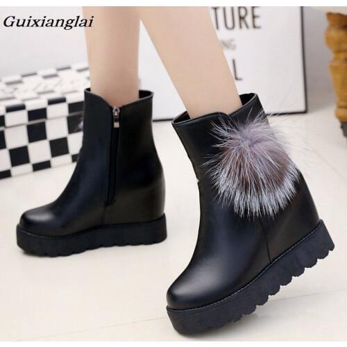 Boots womens booties 2019 new winter womens with extra thickness and fleece to keep warm high heel boots 8.5CM