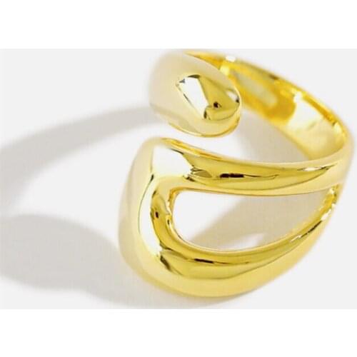 Sole Memory Irregular Geometry Cross Hollow 925 Sterling Silver Female Resizable Opening Rings SRI670