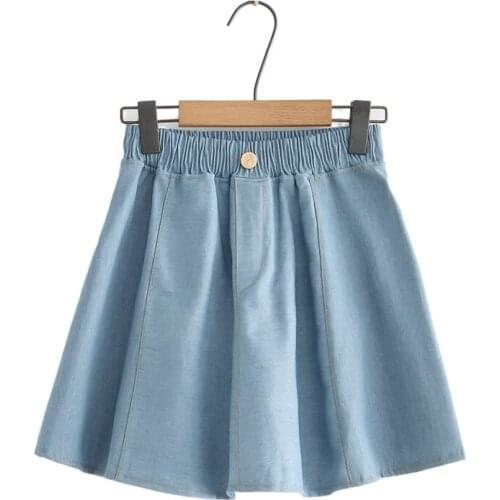 Women Skirts Elastic High Waist Denim Skirt Women 2021 Summer New Japan Style Slim A-Line Mini Skirt 2113382