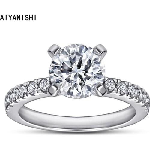 AIYANISHI 925 Silver Rings For Women 1.25CT Round Ring Wedding Bridal Ring Jewelry Engagement Party Rings Gift Bijoux Femme Gift