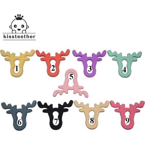 1pcs Silicone Antlers Teether Babies Teething Pendant Nursing Soft Silicone Beads Safe Toys For Soothe Teething Baby