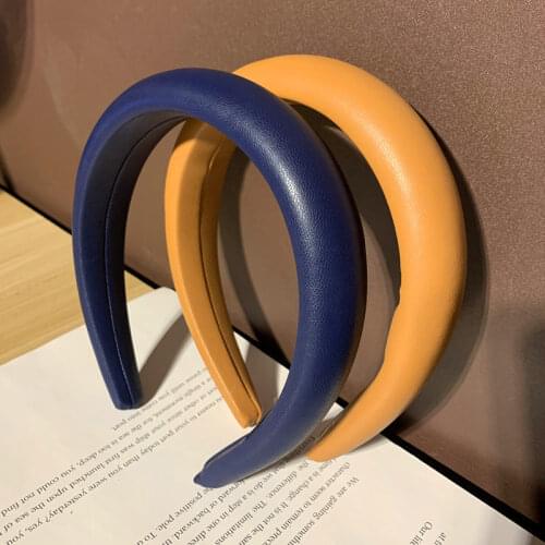 2020 Vintage Solid PU Leather Bezel Hair Band Women Headband Hoop Hair Clips Girls Hair Accessories Opaska Do Wlosow Diademas