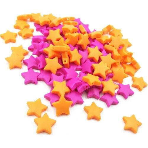 5pcs Silicone Star Beads BPA Free Baby Teething Beads Chewable Silicone Teethers Infants Nursing Nipple Chain Tools