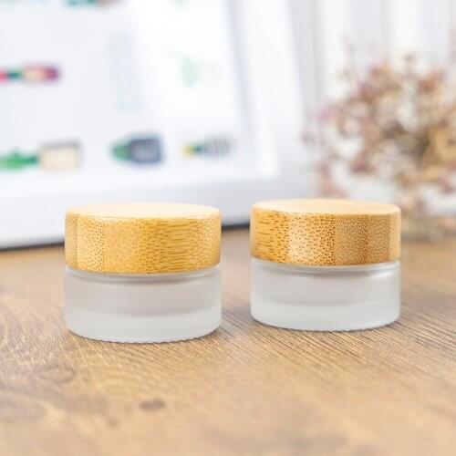 5ml Refillable Frosted Glass Face Cream Bottle with Bamboo Cover Exquisite Gifts Eye Essence Products Empty Vitreous Vials 6Pcs