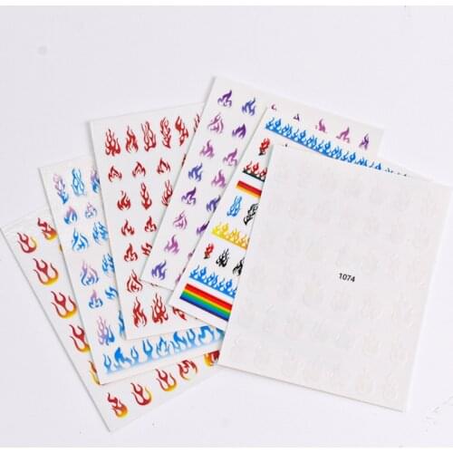 6Pcs Flame Nail 3D Holographic Decals Self-Adhesive Nail Art Stickers Laser Reflection Fire Flame Decals Nail Foil Stickers