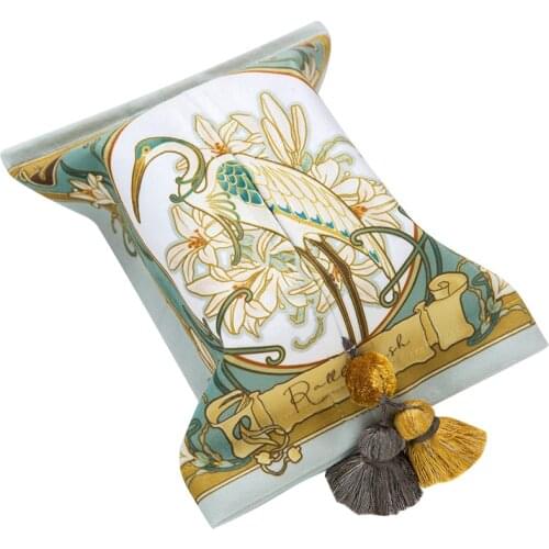 Tassel Velvet Tissue Holder Europe Paper Facial Tissue Box Cover Holder for Bathroom Bedroom Office Green