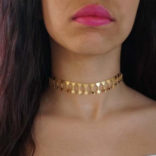 2017 Simple new Women chocker gold Chain star choker Necklace Jewelry collana Kolye Bijoux Collares Mujer Collier Femme joyas
