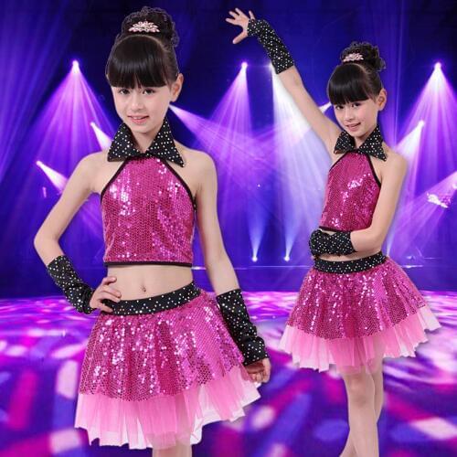 Children Latin waltz dancing dress stage show dresses Sequin Jazz Dance Modern Dance Costume fashion