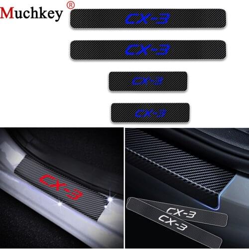 For MAZDA CX-3 CX3 CX 3 Car Stickers And Decals Carbon Fiber Vinyl Sticker Car Door Sill Protector Scuff Plate Car Accessories