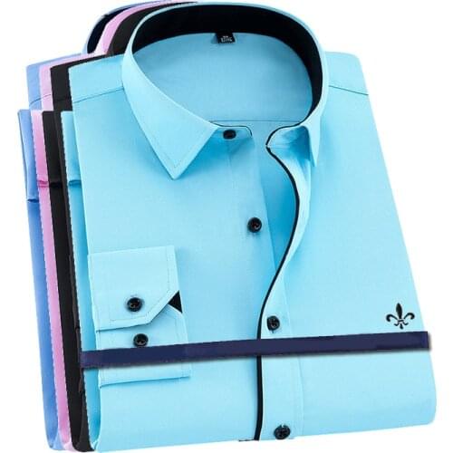 Dudalinas Plus Size Camisa Social Masculina Men Shirt Long Sleeved Classical Male Shirts Formal Business Shirt Man Embroidery