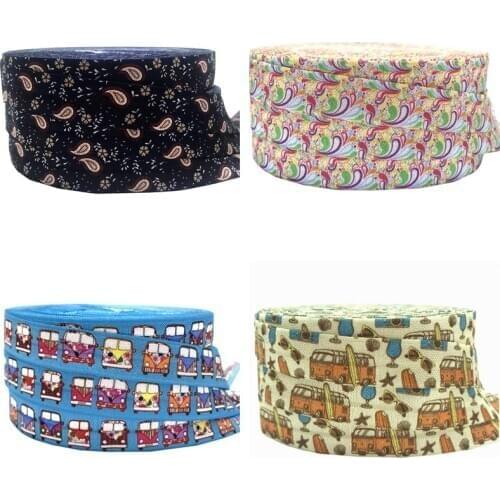 10Yards 16mm Paisley Printed Fold Over Elastic Bus FOE Handmade Accessories DIY Hair Tie Party Decor Ribbon