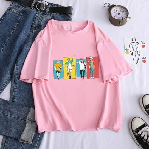 Women Harajuku Graphic Print T-Shirt 90S Casual Crop Top Boy Girls Sexy Mujer Loose Short Sleeve Jujutsu Kaisen Streetwear Tops
