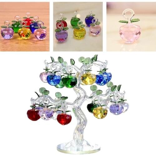 Artificial Crystal Apple Tree Decorative Multi Coloured Tree for Bar Desk Wedding Birthday Christmas New Year Souvenirs Decor