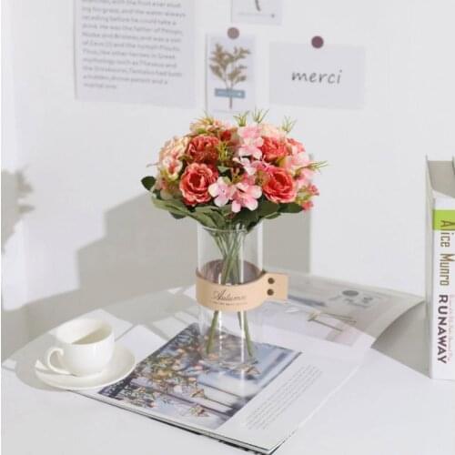 Artificial 5 Head Peony Bouquet Simulation Silk Fake Flower For Wedding Decorative Flores Home Office Decor