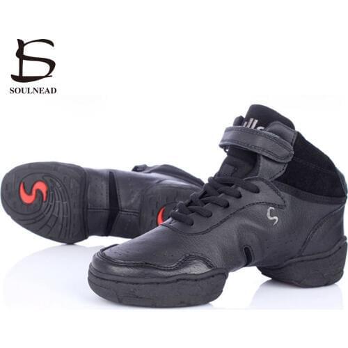 Jazz Dance Shoes Men Women Dance Sneakers Modern Salsa Hip-hop Dancing Shoes Black Genuine Leather Breathable Sports Shoe Man