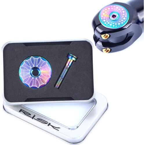 Risk Bicycle Stem Cap Fixed Flat Bowl Set Cover Screws Suits Titanium Upright Handle Headsets Cover Screws Front Fork Top Cover