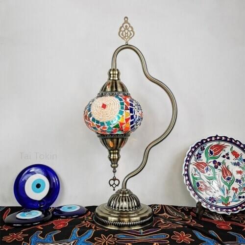 Moroccan Table Lamp Retro exotic bedroom living room dining room Hotel B & B bar Turkish handmade glass table lamp