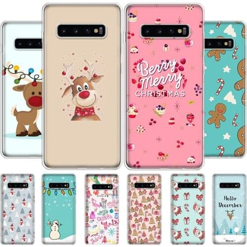 Cute Christmas New Year Cartoon Phone Case For Samsung Galaxy S20 S10 S21 Ultra Note 10 20 S9 S8 S7 FE Plus Lite Cover Soft Sili