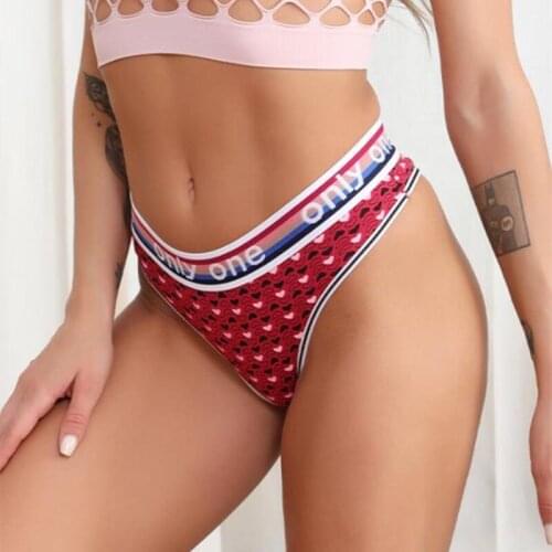 New Fashion Letter Printed Seamless Womens Thong Cotton Underwear Sexy Sports Low-Rise Panties Female G-String Briefs Lingerie
