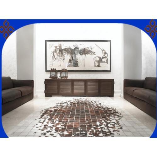 Fashionable art carpet 100% natural genuine cowhide leather natural garden carpet grass