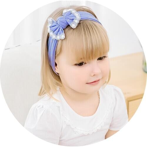 New Gold Dot Trimming Wide Headbands For Girls Bows Turban Hair bands Elastic Nylon Headband Toddler Baby Girl Hair Accessories