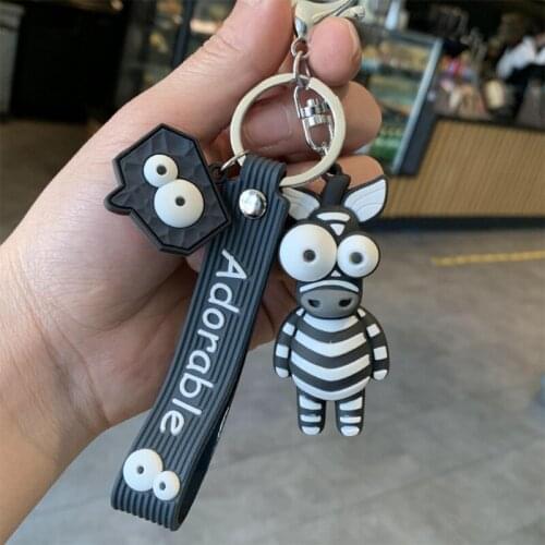 New Cartoon Key Chain Silicone Zebra Giraffe Funny Toy Keychain Car Key Ring Birthday Gifts Charm Pendant