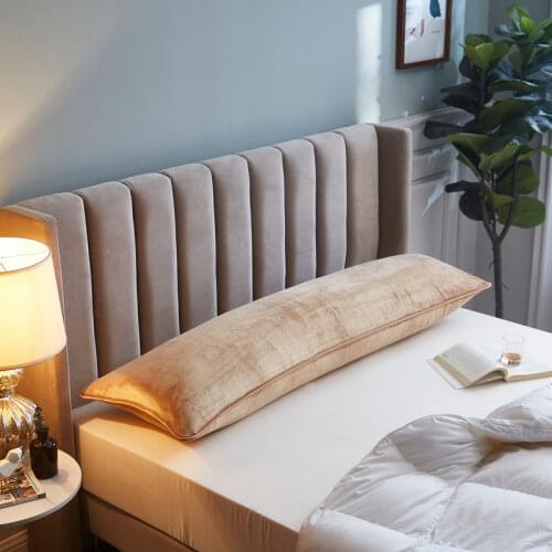 Solid Color Long Pillow Case Soft Flannel Skin-friendly Sleeping Pillow Cover 120/150/180cm Large Size Body Pillow Case