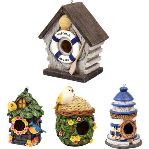 Hand-Painted ing Birdhouse Garden Bird House Birds Nesting Box