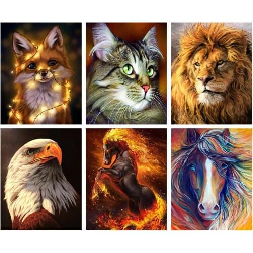 Full Round Diamond Embroidery Sale 5D DIY Diamond Painting Dog lion Animal Rhinestone Picture Diamond Mosaic DropShip