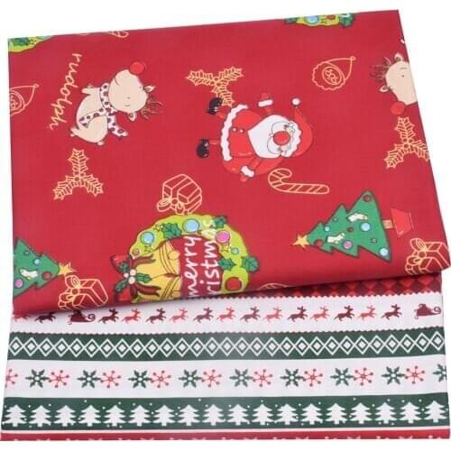 Red Christmas 100% Cotton Fabric For Kids, DIY Bedding Textile Fabric,Sewing Quilting Fat Quarters Material For Baby&Child