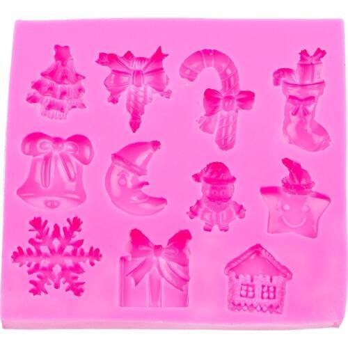 Christmas series snowflake tree hand Cutting Dies 3D Craft Relief Fondant Chocolate silicone Mold Cake Decorating kitchen F-1050