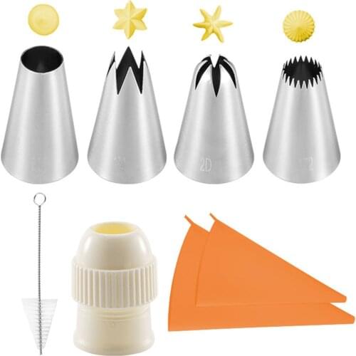 Silicone Reusable Pastry Bag Nozzle Set Tips Kitchen Cake Icing Piping Cream Cake Flower Decorating Tools