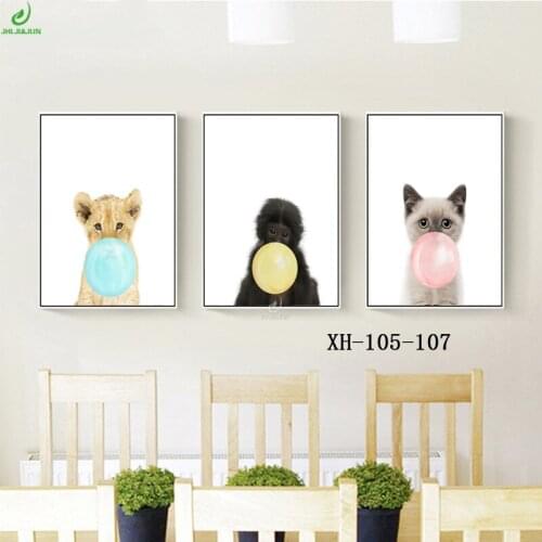 Modern Pink Balloon Nordic Cartoon Zebra Cute kids Room Decor Art Canvas Painting Warm Family Poster Pictures Home Decor