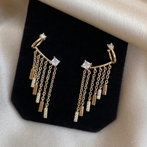 Back hanging ear buckle European and American tassel earrings 2020 new trend ear bone clip Women exquisite Jewelry Earrring