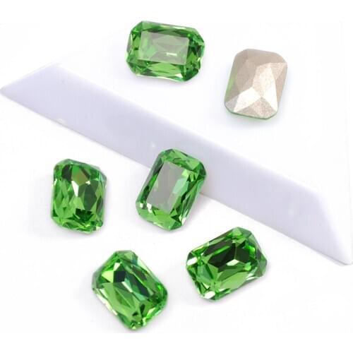 YANRUO 4627 Peridot Color Octagon Shape Shining Real Crystal Zircon Rhinestones Micro Nail Art Rhinestone Zircons Nail Art Gems