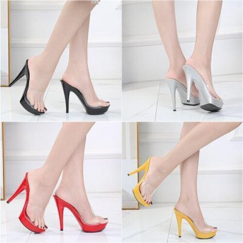 Women Shoes Summer Slippers High Heel 13CM Platform Sandals Fashion Transparent Slipper Female Shoes Ladies Wedges Beach Sandals