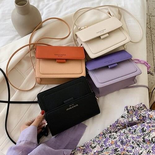 Women Bag Crossbody Bag for Women Purse Shoulder Bag Handbag All-match Chain Fashion 2021 PU Leather Patchwork Panelled Backpack