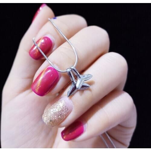 2018 Fashion Pendant Necklace For Women Simple Double Dolphin Tail 925 Sterling Silver Pendant Necklace Fine Jewels Wholesale