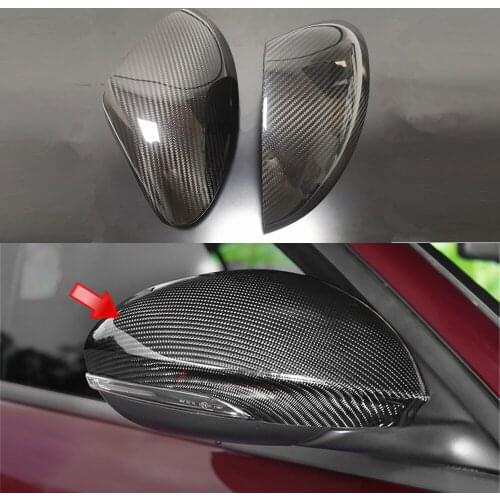 2 pcs For Alfa Romeo Stelvio 2017- 2020 Real Carbon Fiber Car Side Rearview Mirror Cover Case Shell Trim Add On