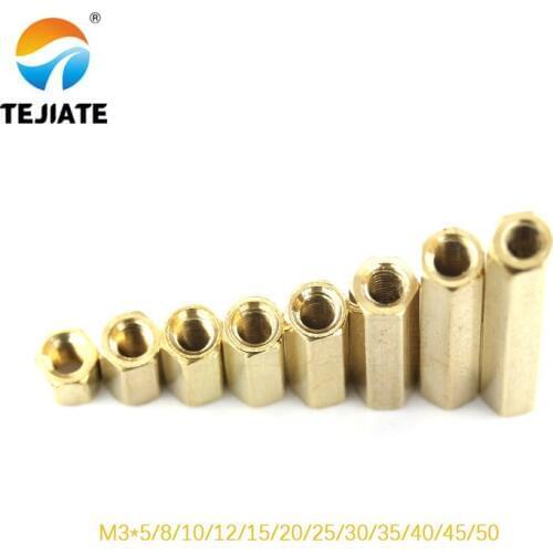 20PCS/LOT M3 female Female Brass Standoff Spacer M3 (5-50) Copper Hexagonal Stud Spacer Hollow Pillars m3*5-50mm