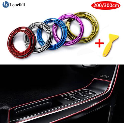 200/300CM Car Interior Mouldings Stickers Decor Strip Auto Door Dashboard Air Outlet Steering Strips Car Accessories Interior