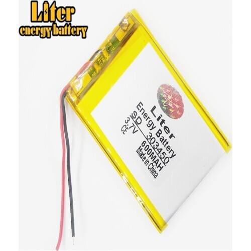 303450 3.7V 600MAH polymer lithium battery small slim MP4 MP3 speaker navigation vehicle record discussion