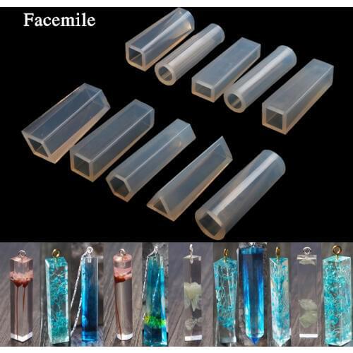 Facemile 3D Geometrical Silicone Mold Epoxy Resin Jewelry Mould Making DIY Liquid Silicone Necklace Pendant Charm Moulds Tool