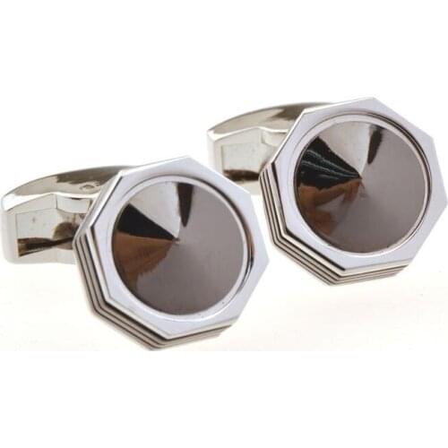 5pairs/lot Luxury Octagonal Cufflinks With Black Crystal Inlaid Cuff Links Business/Wedding Gift Mens Jewelry Cuff Button