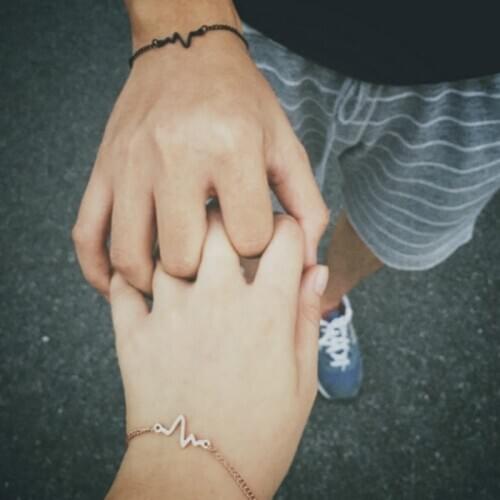 Couple Bracelet Simple ECG Heartbeat Bracelet Black Gold Female Male Japanese and Korean Couple ECG Tide Brand Bracelet