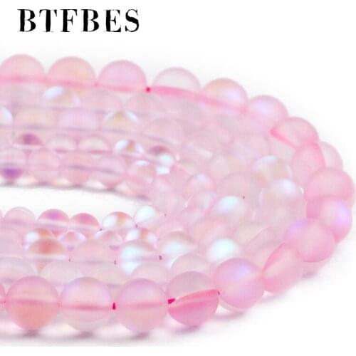 BTFBES Natural Stone Matte Pink Labradorite Stone Beads For Jewelry Making DIY Bracelets Necklace Accessories 15'' 4/6/8/10/12mm