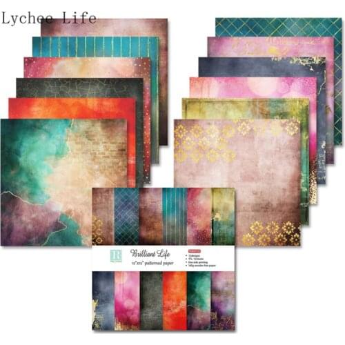 Lychee Life 12Sheets Brilliant Life Scrapbooking Paper Packs Scrapbook Background Paper 12inch For Card Making Diy Home Decor