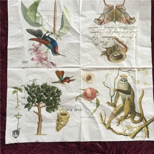 Decoupage paper napkins elegant tissue vintage towel animal monkey bird flower birthday wedding party home beautiful decor 20